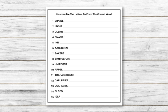 Back to School Word Scramble Puzzle